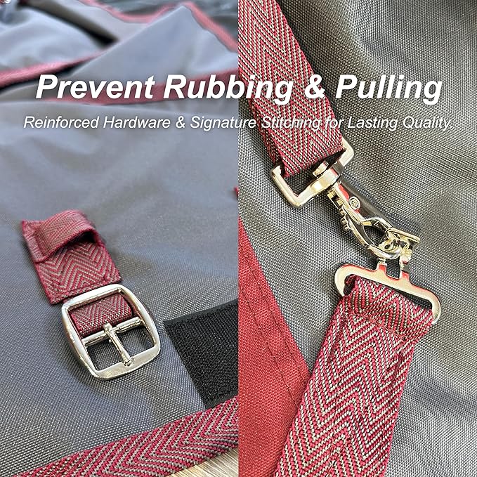 BARN & STABLE 600Denier 3000mm/3000mvp Super Waterproof & Breathable Horse Blankets for Winter with 200g Fill