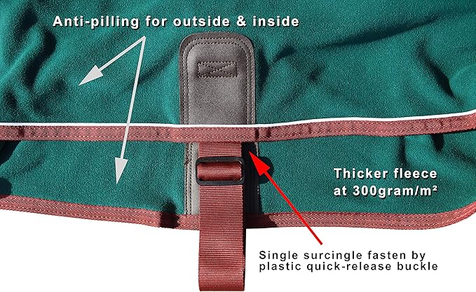 T TEKE Fleece Cooler with Double Side Anti-Pilling for Horse Cooling and Drying Workout/Bath, or as a Blanket Liner for Chilly Weather