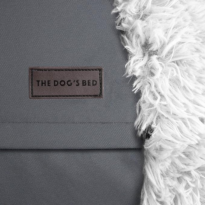 The Dog’s Bed Sound Sleep Donut Dog Bed, XXL Ice White Fur Calming Nest Bed Removable Cover