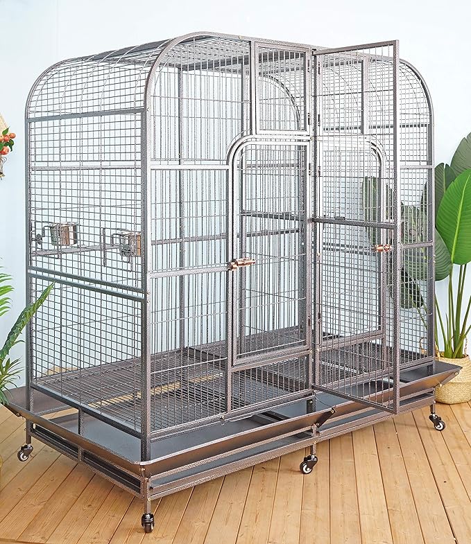 Double Cage with Center Divider for Bird Parrot Aviary W64xd32xh73