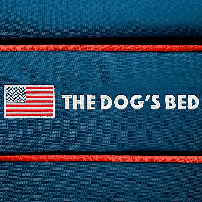 The Dog's Bed Replacement Outer Cover ONLY (Outer Cover ONLY - NO Bed, NO Waterproof Inner) for The Dog's Bed, Washable Oxford Fabric, XXL (Blue with Red Piping USA Embroidery Flag)