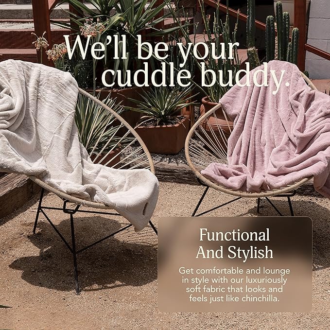 UnHide Lil’ Marsh - Faux Fur Blanket - Durable, Lightweight, Extra Soft Blanket - Machine Washable - Add a Layer of Softness to Any Bed, Couch, or Reading Chair - Snow White, Medium (60" x 80")