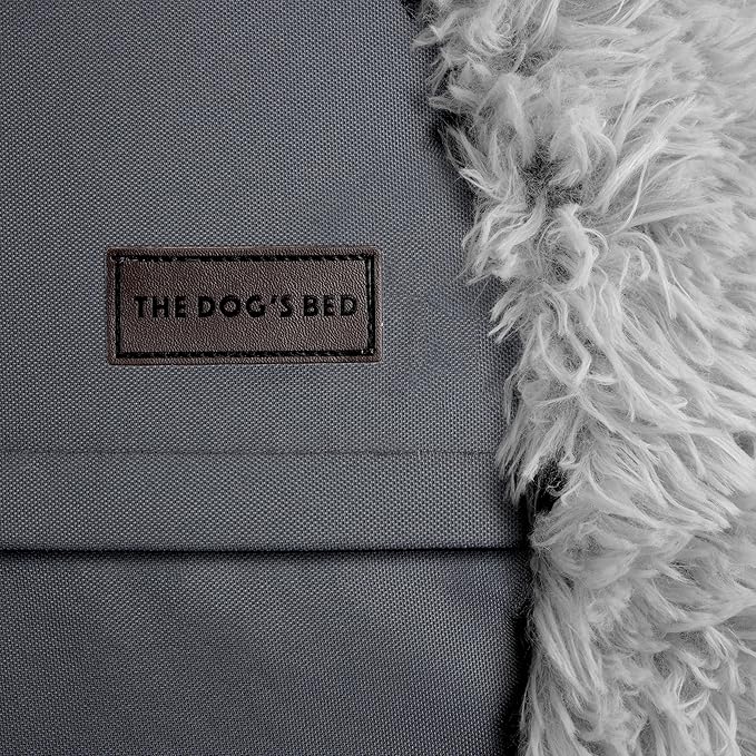 The Dog’s Bed Sound Sleep Donut Dog Bed, XXL Silver Grey Fur Calming Nest Bed Removable Cover